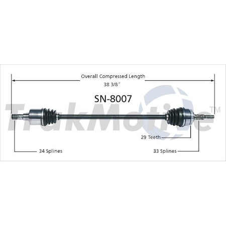 Surtrack Axle Cv Axle Shaft, Sn-8007 SN-8007